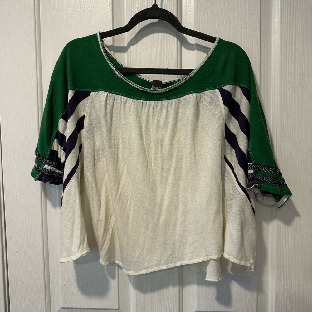 Green and White Women's Top